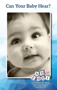 Can your Baby Hear Brochure; baby's face and NDEHDI Logo